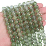 Olive Gold Transparent Ink Glass Beads 50pcs