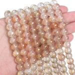 Champagne Gold Transparent Ink Glass Beads 50pcs