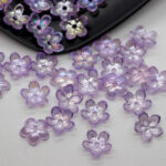 Purple Iridescent Acrylic Flower Beads