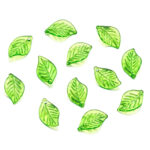Transparent Green Leaf Charm Beads