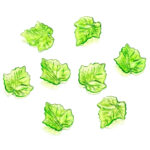 Wide Transparent Green Leaf Charm Set